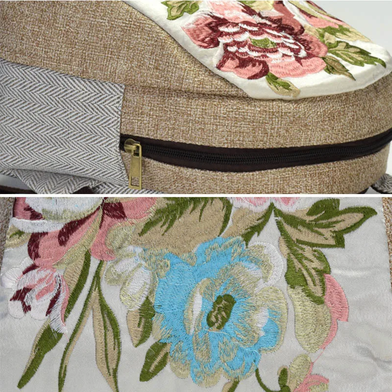 

DICEVALM College Style Embroidered Linen Backpack Female Small Flower Student School Bags For Teenage Girls Casual Shoulder Bags