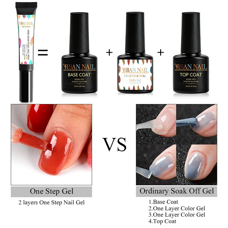 RBAN NAIL 3 в 1 гель для ногтей One Step польская ручка 60 цветов 8 мл не требуется базовое