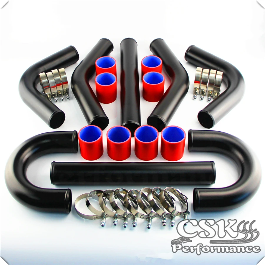 

UNIVERSAL 3" 76MM TURBO BOOST INTERCOOLER PIPE KIT 8 PCS Aluminum PIPING