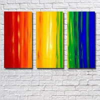 pure handmade oil painting on canvas wall decor 3pcslot abstract red blue yellow painting decorative wall pictures home decor
