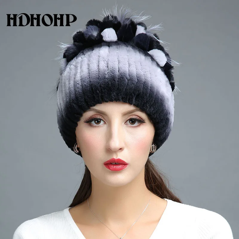HDHOHR 2017 новая зимняя теплая женская шапка из натурального меха настоящий мех
