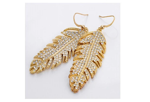 Перьевая плавающая подвеска АААА + стразы золотой цвет серебряный Модный