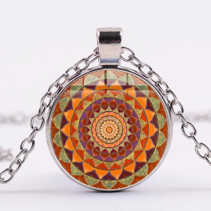 Азиатских цветок жизни серьги Henna Mandala ожерелье Ом Индии йоги буддизм чакра