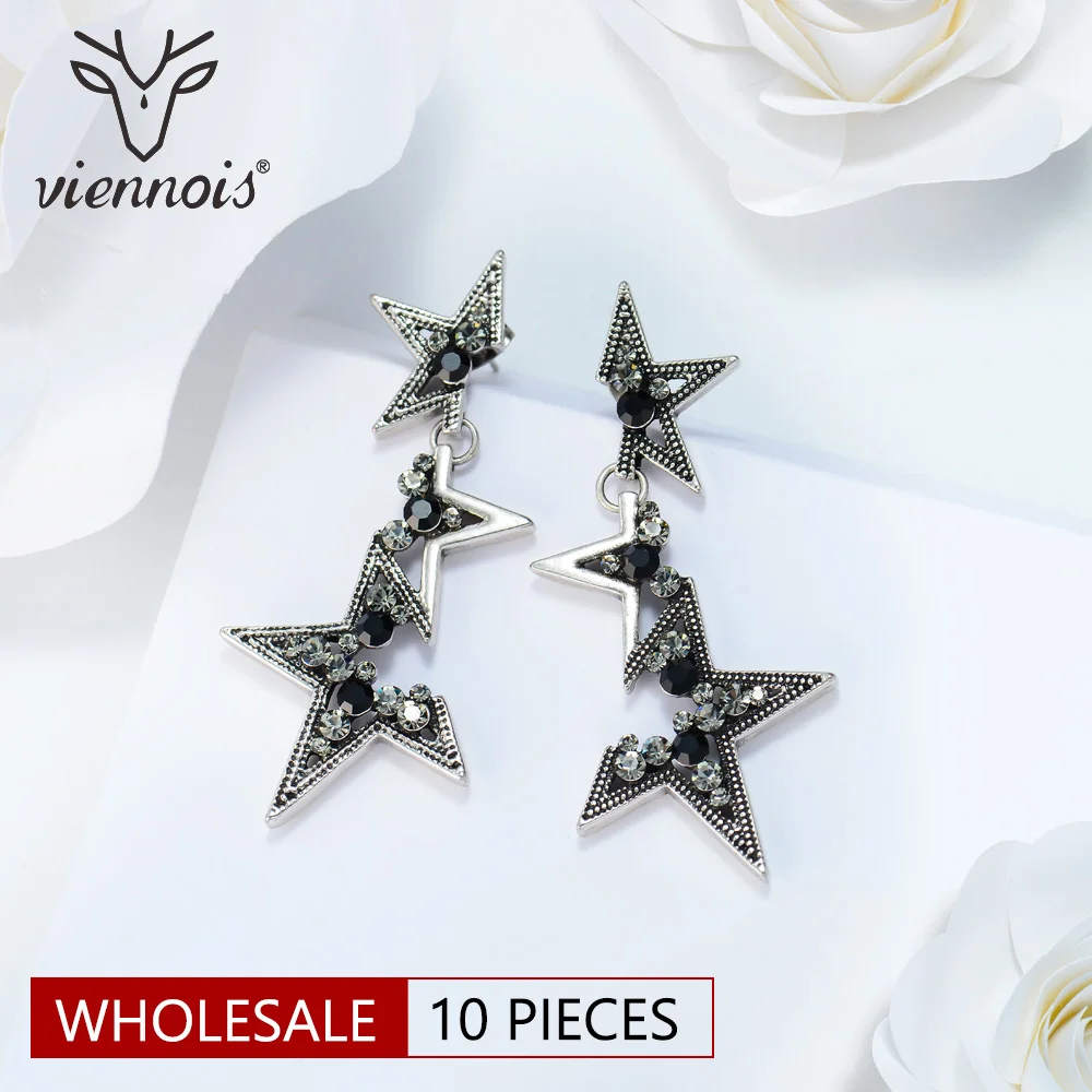 Viennois Vintage Abstract Star Drop Earrings For Women Rhinestone Geometric Dangle Korean Fashion Jewelry | Украшения и