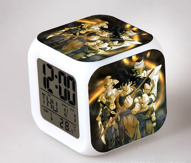 Черный Японский аниме DRAGON BALL Sou Goku светодиодный 7 цветов вспышка цифровой будильник часы детский ночник спальня часы-будильник - Цвет: Черный