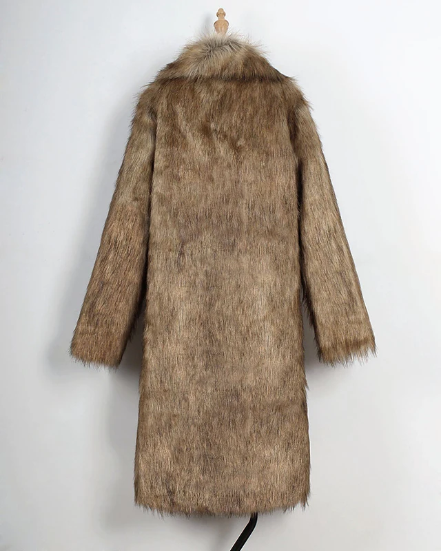 Зимнее женское искусственное меховое пальто Длинная тонкая плотная теплая