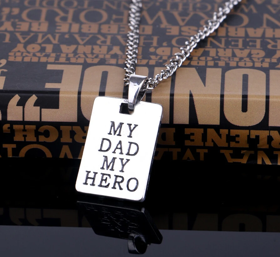 Модные мужские ювелирные изделия Spcial My Dad Hero ожерелье с прямоугольной подвеской