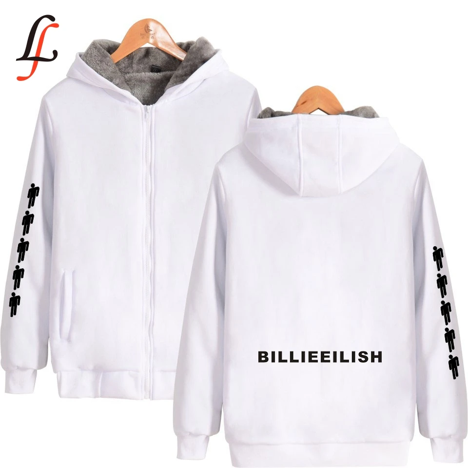 Billieeilish Billie eilish Supper Warm Hoodies Sweatshirt Plus Thick Winter Zipper harajuku Jacket unisex Streetwear | Женская одежда