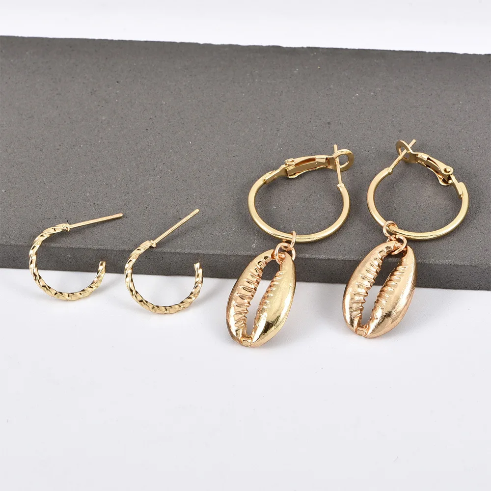 4 шт./компл. богемные женские серьги Круглый Кулон золотые серьги-гвоздики набор