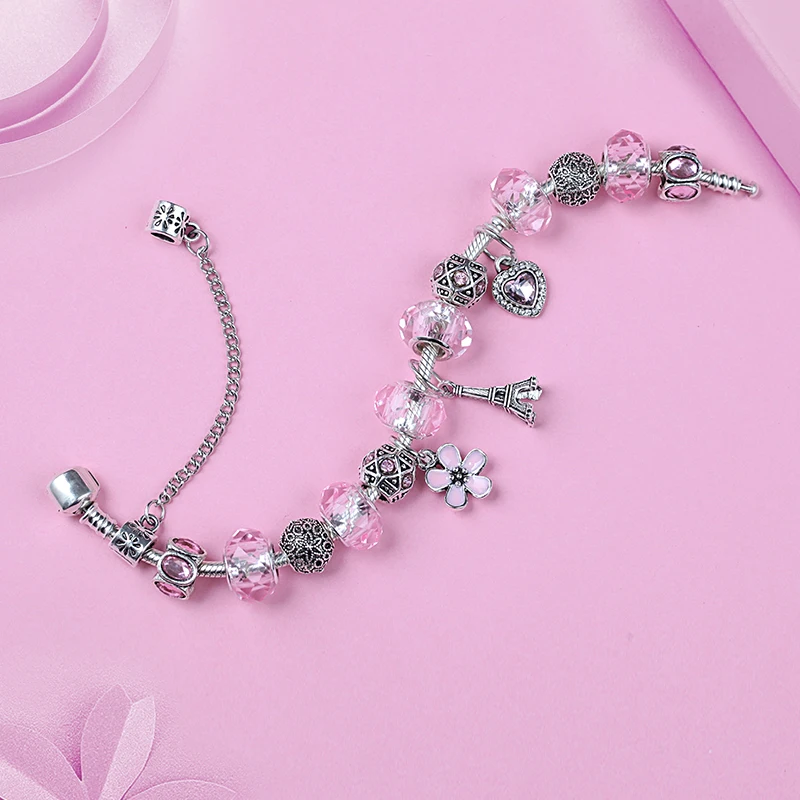Leabyl ink Glass Diy Casual Charm Bracelet an Bead Eiffel Tower Heart for Women Fashion Jewelry Gift | Украшения и аксессуары