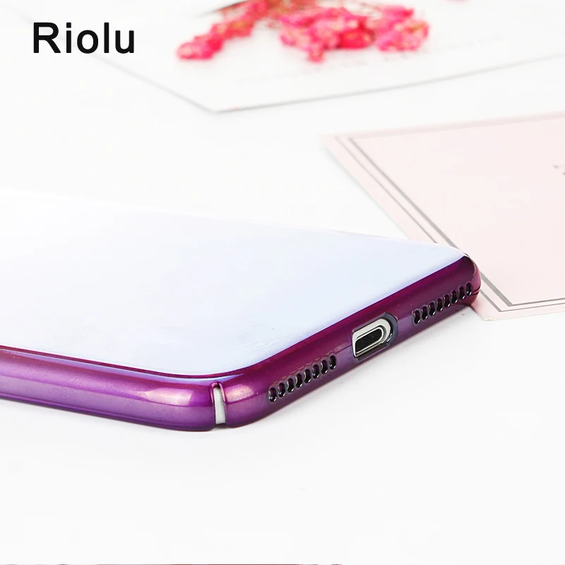 Colorful Cases For iPhone 6 6S Hard Ultra thin Luxury Cover 7 Plus Clear Case Color Gradient Phone Shell Blue Ray |