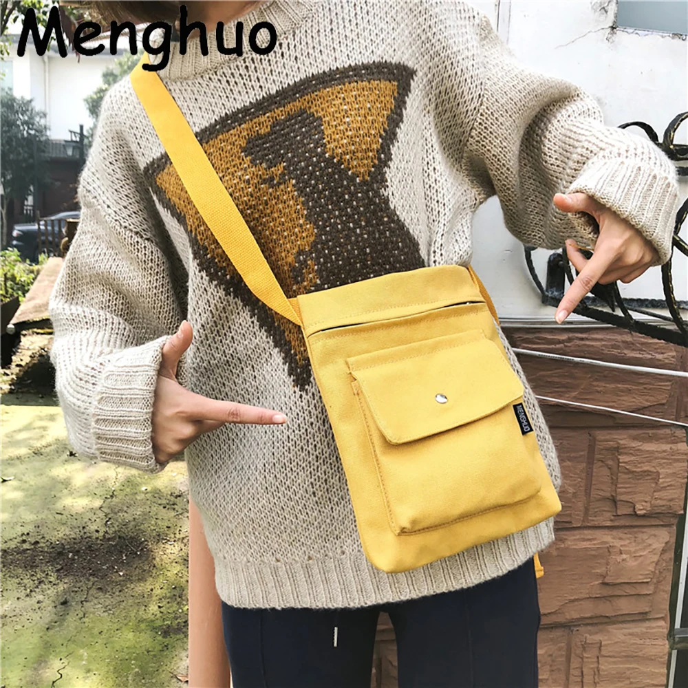 Женская сумка мессенджер Menghuo маленькая Холщовая Сумка через плечо для