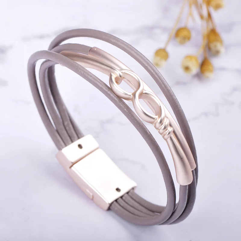 Браслеты Funmor женские кожаные многослойные повседневные украшения на запястье с