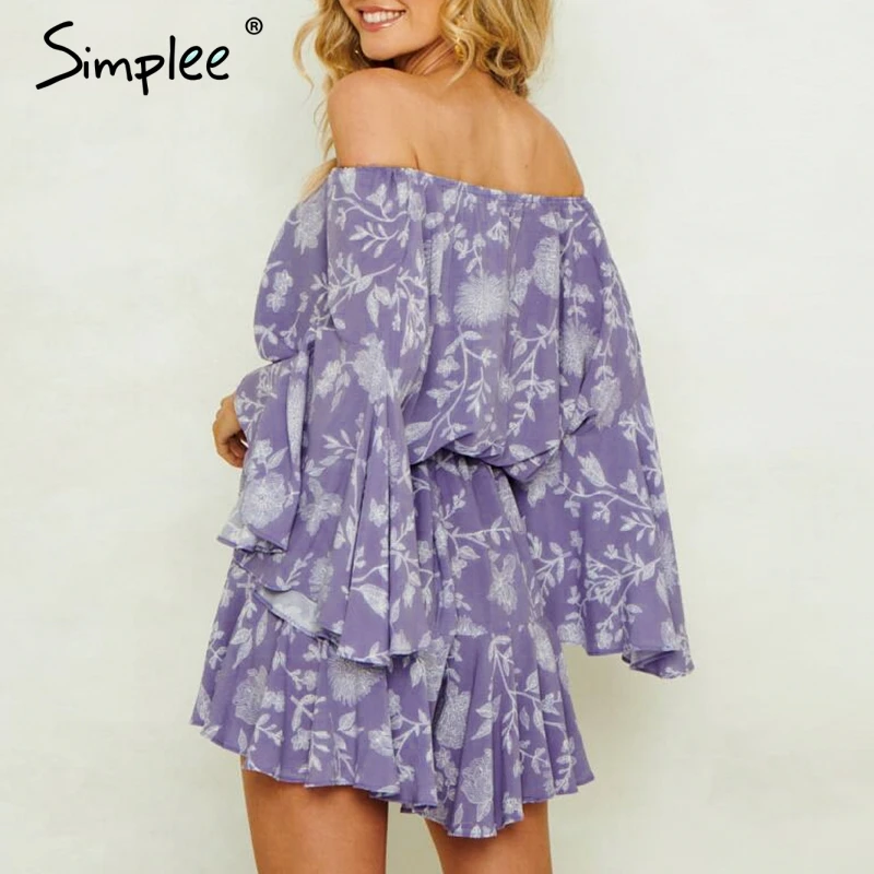 Simplee Sexy slash neck jumpsuit romper women Long sleeve tassel lace up overalls Elastic waist summer boho playsuit | Женская одежда