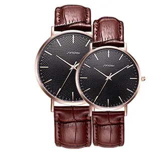 2pcs Brown Black 2 шт. Лидер продаж SINOBI парные часы простые элегантные с принтом под кожу мужские наручные часы из нержавеющей стали женские часы для влюбленных - Цвет: 2pcs Brown Black