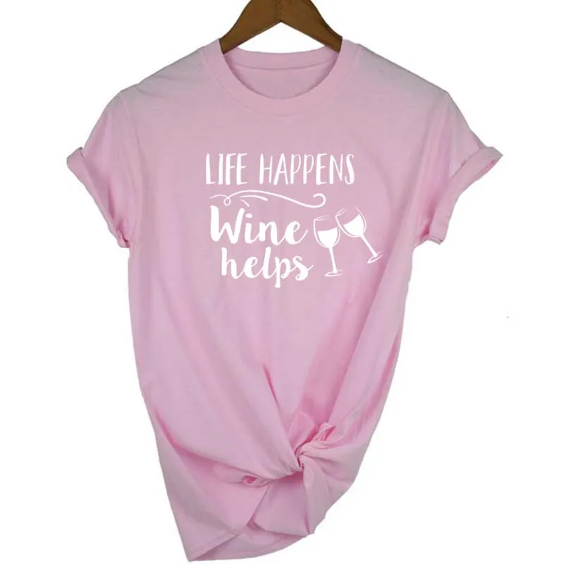 Женская футболка хлопковая Футболка с принтом сохранить воду пить вино большие