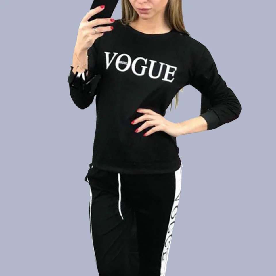 Новый комплект из 2 предметов с буквенным принтом топ и штаны модный спортивный