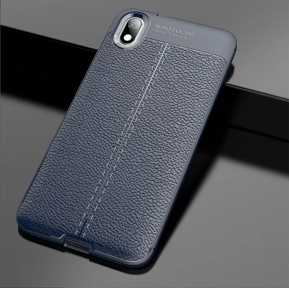 Для Redmi 7A чехол, кожаный Стильный чехол, прочный ТПУ чехол для телефона, для Xiaomi Redmi 7A 7 A, чехол, противоударный, полная защита, бампер - Цвет: Синий