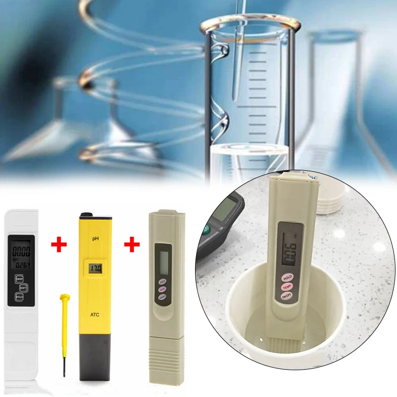 0-9999ppm Water Quality Tester 3pcs Set Plastic Temperature test Lock function Pocket size Purifiers​ Practical | Дом и сад
