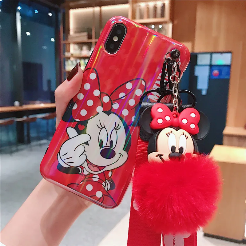 Для iphone XS Max с мультипликационным принтом с Винни-пухом для чехол для телефона, милый чехол с изображением чудовищ для iphone X XS XR 6 7 8 плюс Чехол+ игрушка помпоном+ ремень