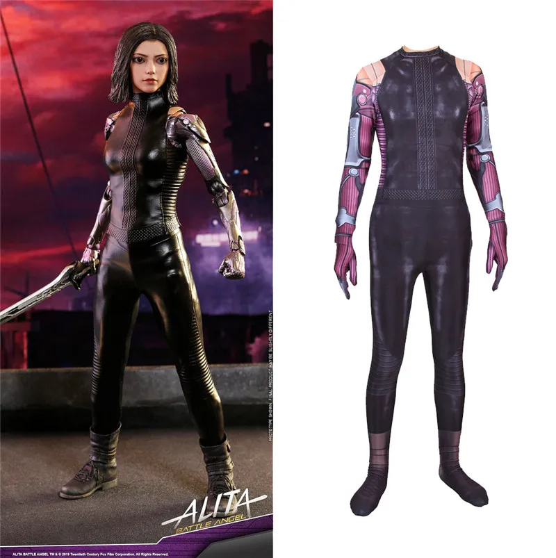 

Женский костюм для косплея Alita: Battle Angel из спандекса с 3D-принтом
