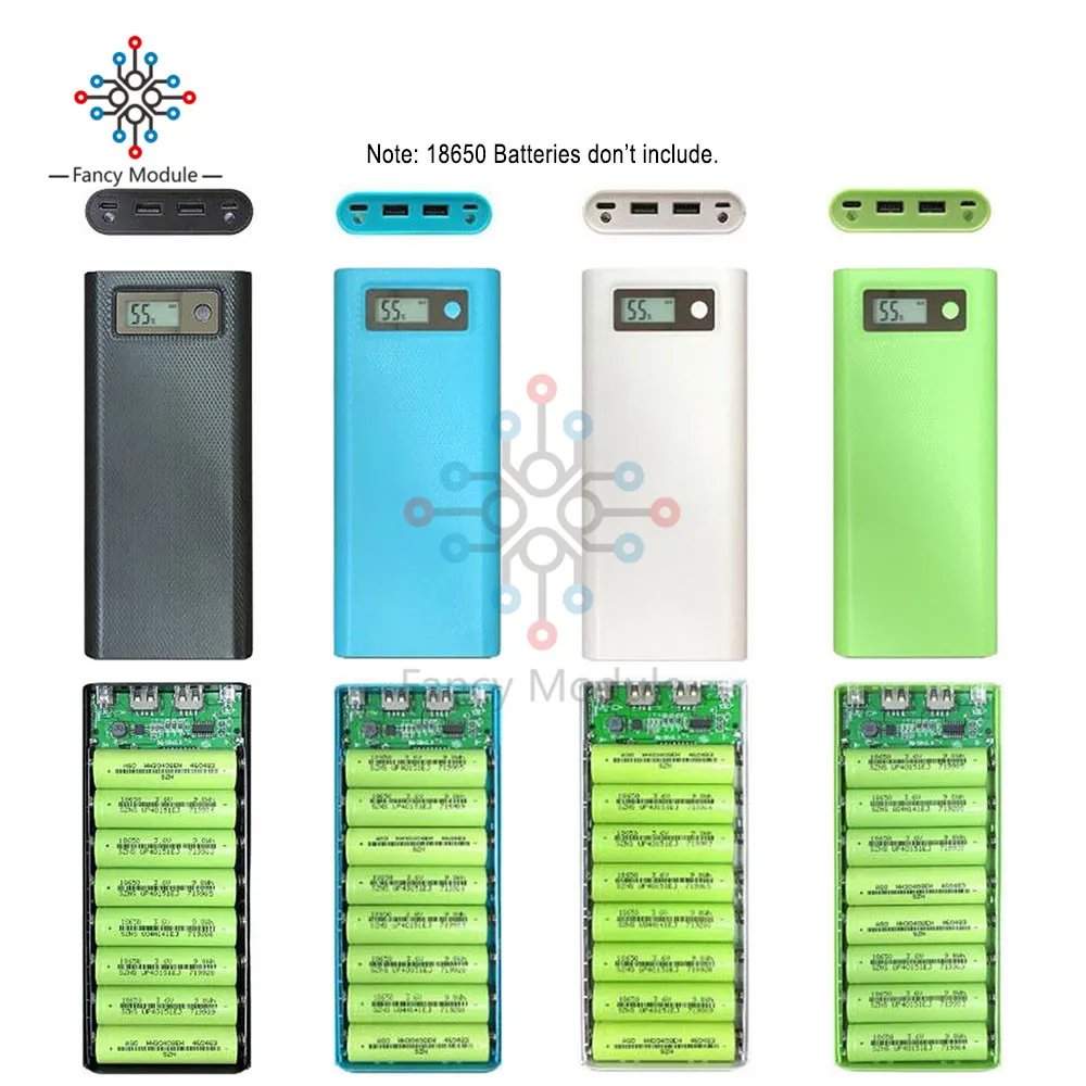 8 шт 18650 батареи Мощность банк чехол Тип C/Micro USB Вход Dual 5V1A/5V2.1A Зарядное устройство