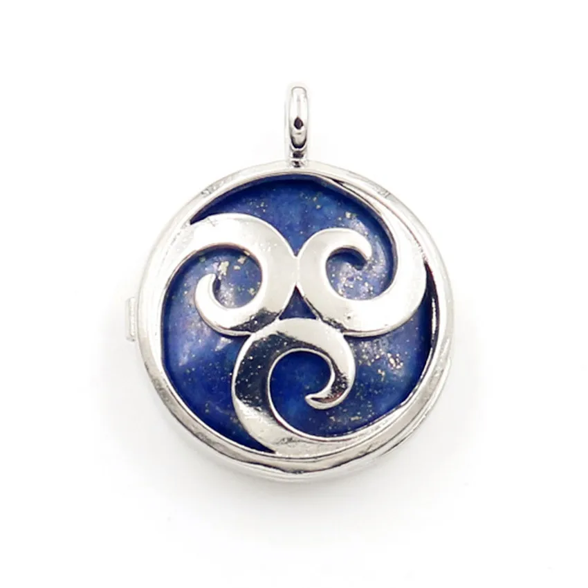 FYJS уникальный посеребренный медальон полый волна лазурит кулон Модные ювелирные