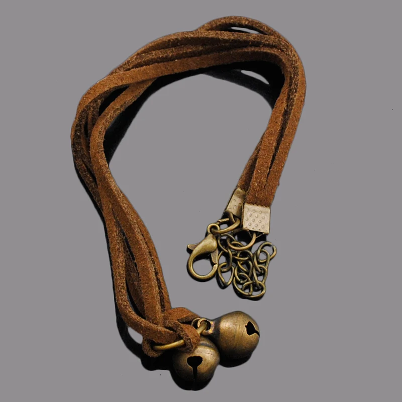 ATGO Fashion Women Leather Necklace With Bell Brown Vintage Jewelry Nice Chokers False For Collar BN398 | Украшения и аксессуары