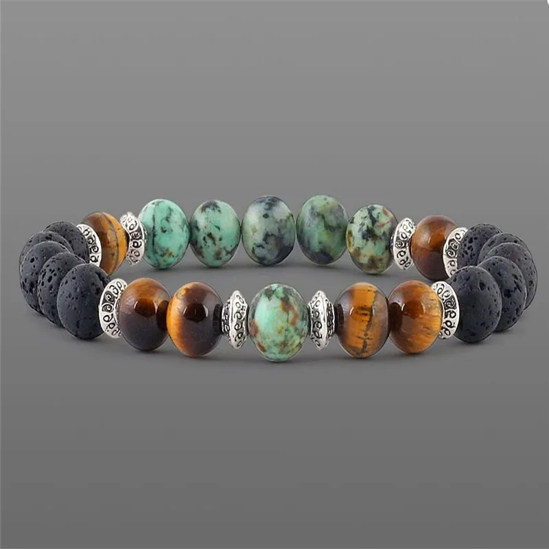 8 мм натуральный камень бусины браслет мужской африканский T-urquoise из Тигрового