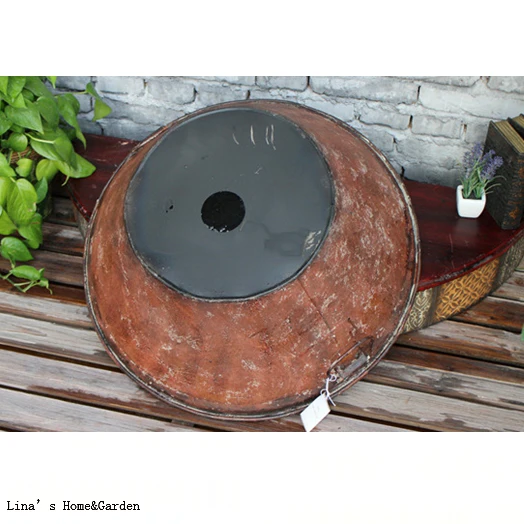 Большой горшок с медной отделкой винтажная чаша цветочный плантатор ручками|pot