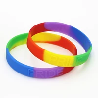 1pc hot sale fashion rainbow colour pride silicone wristband embossed logo rubber bracelet bangles women men gift jewelry sh083