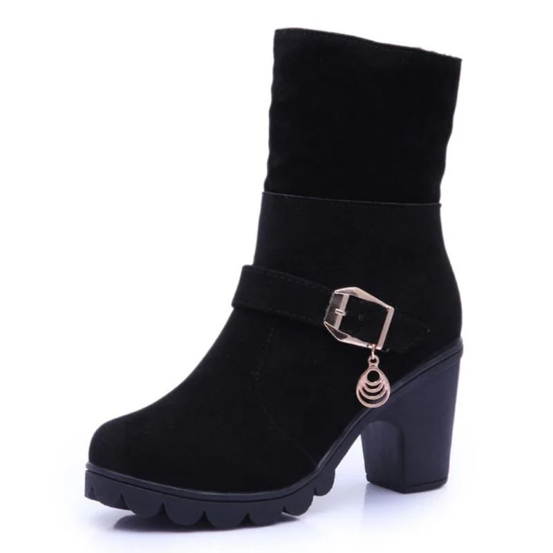 Coolcept New Autumn Winter Women Boots High Quality Solid Lace-Up European Ladies Shoes Woman Fashion Size 35-40 | Обувь