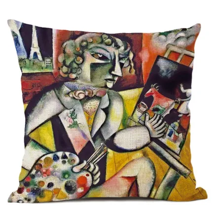 13 Master Chagall, льняная наволочка с рисунком маслом, декоративная наволочка для подушки для офиса и дома, Almofada Cojines Coussin - Цвет: 13