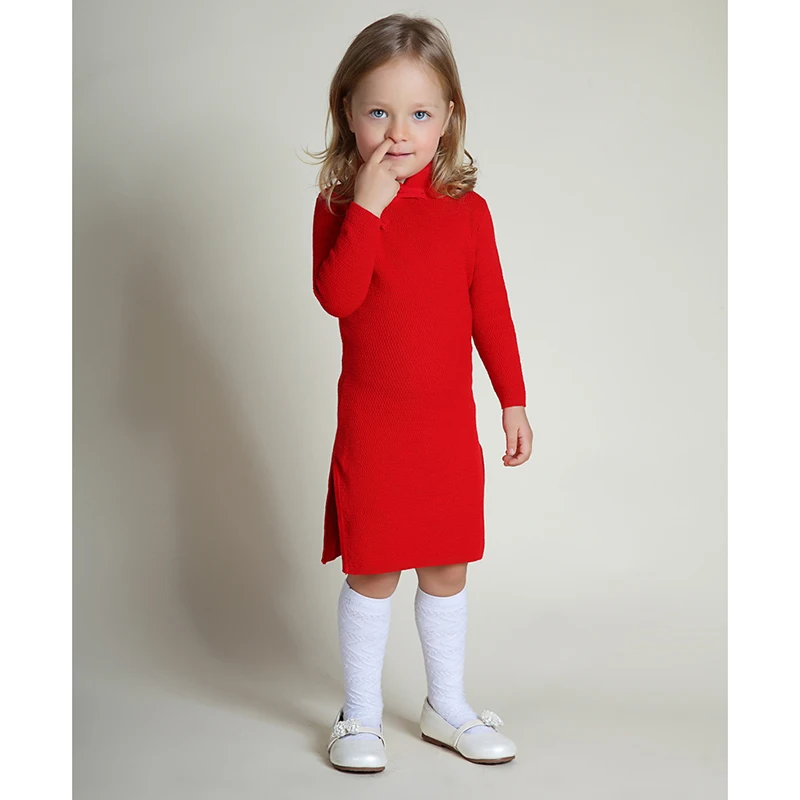 Girls Winter Sweater Dresses Toddler Baby Spring Qipao Chinese Knit Year Dress Thicker Red Pink Cheongsam | Детская одежда и обувь