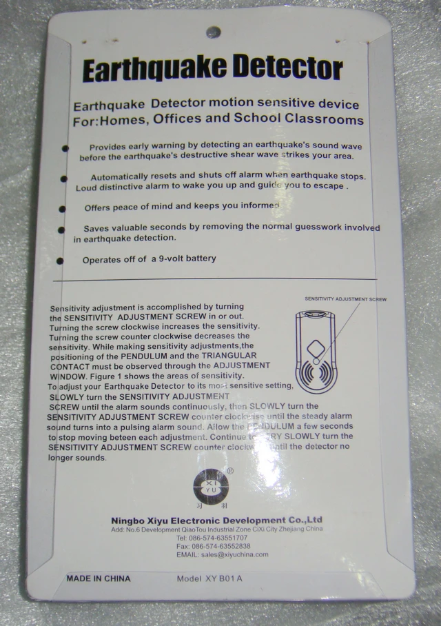 10pcs/Lot Earthquake Detector Motion sensitive Device for Home Offices and School classrooms |