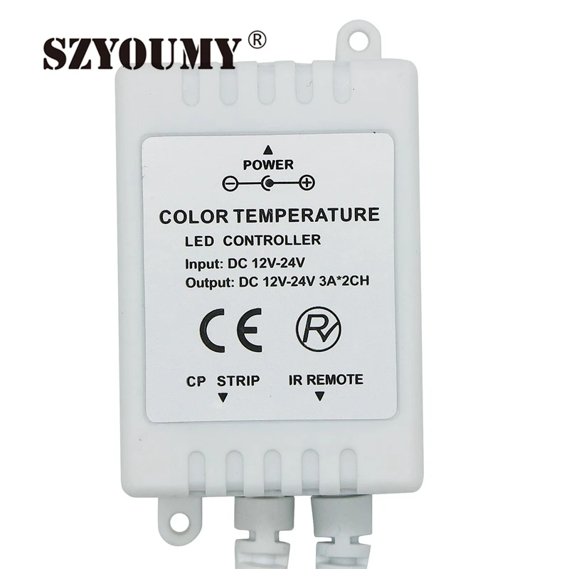 

SZYOUMY New 24 Key IR Remote Dimmer Controller For Dual White CT Color Temperature DC12-24V CCT Led Strip Light