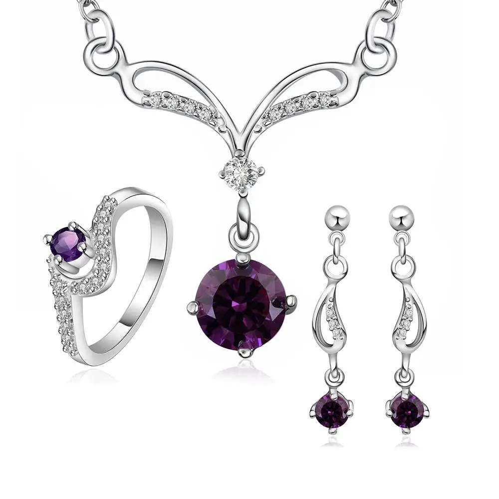 2018 Модный комплект с серебряными жемчужинами геометрические циркониевые кольца