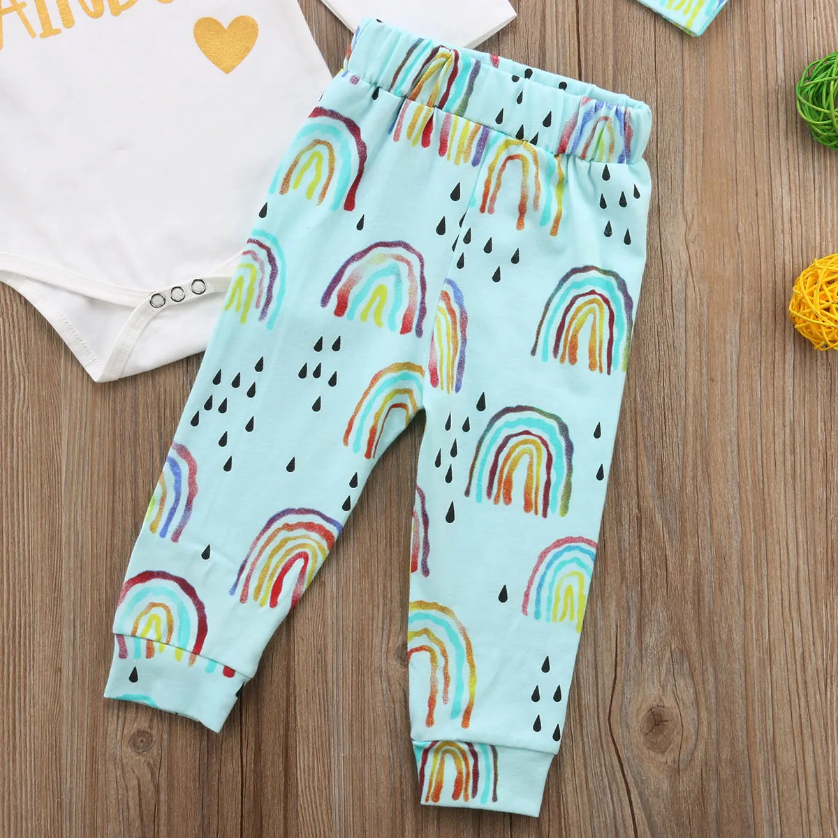 2018 Canis Infant Kids Baby Girls Boys Long Sleeve Mama Rainbow Romper Pants Hats Outfit Autumn Set Clothes | Детская одежда и
