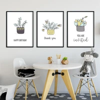 space wall art home fashion cartoon plants cute decor painting nordic style canvas prints poster modern picture for living room