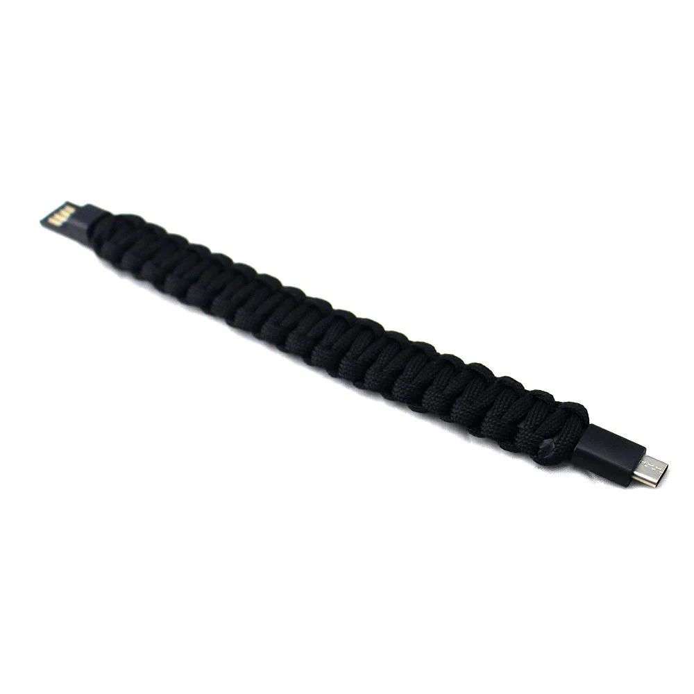 Плетеный браслет Паракорд с Тип usb C кабель мульти-функция страховочный трос браслет Открытый кемпинг спасательных Браслеты