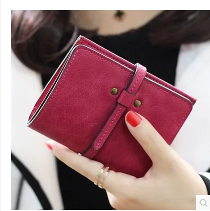 Фото Women PU Leather Small Wallet Female Cute Short Purse Lady Mini Card Holder Walet Portomonee with Coin Purse №3