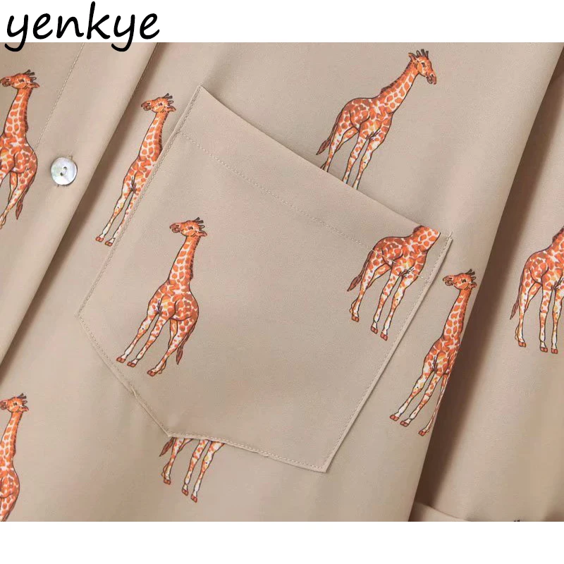 2019 женская летняя блузка с животным принтом рубашка коротким рукавом и