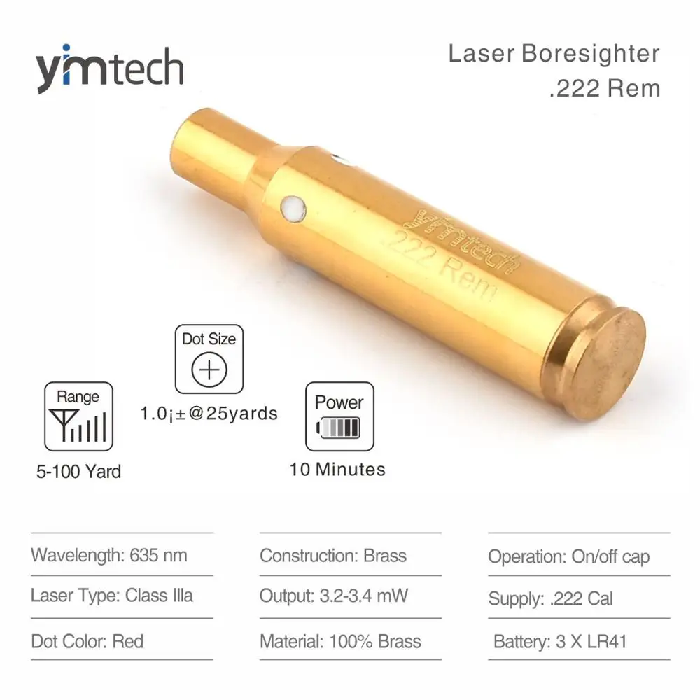 .222 Rem red laser cartridge boresighter tactical bullet laser bore sight boresight red dot hunter tool