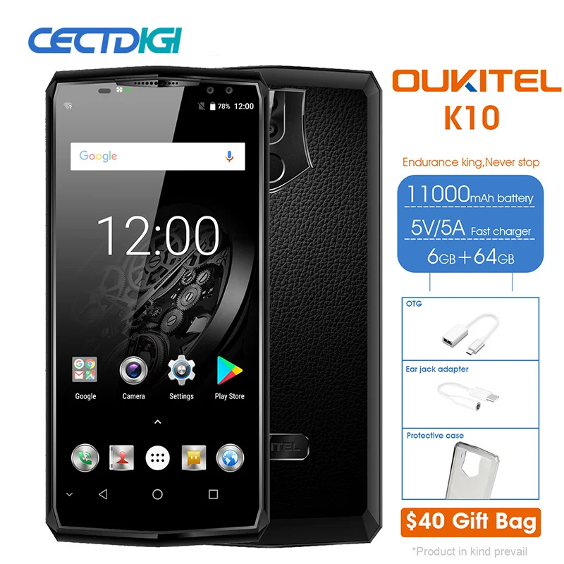 11000 мАч Смартфон Oukitel K10 MTK6763 Octa Core Android 7 0 четыре Камера 6 Оперативная память 64G