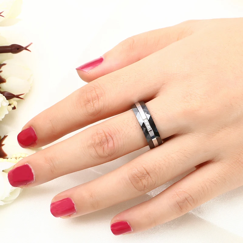 Classic Ceramic Ring For Women Circle CZ Fashion Jewelry Wedding Vintage Retro Crystal Stainless Steel Romantic Finger Rings | Украшения и
