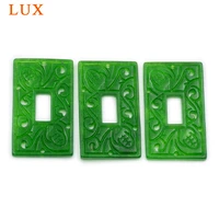 rectangle hollowed out green jades stone carved green jades slice crystal gem stone slice for jewelry diy handmade finding