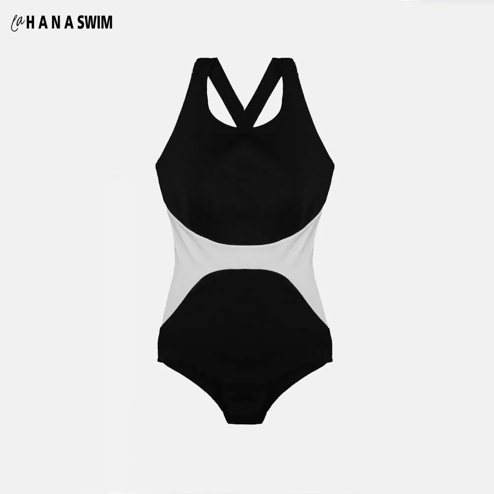 

Woman 2019 Patchwork/BLACK-WHITE Cross Strap One Piece Swim Suits One-piece Women Swimming Bathing Suit Biquinis Feminino Beach