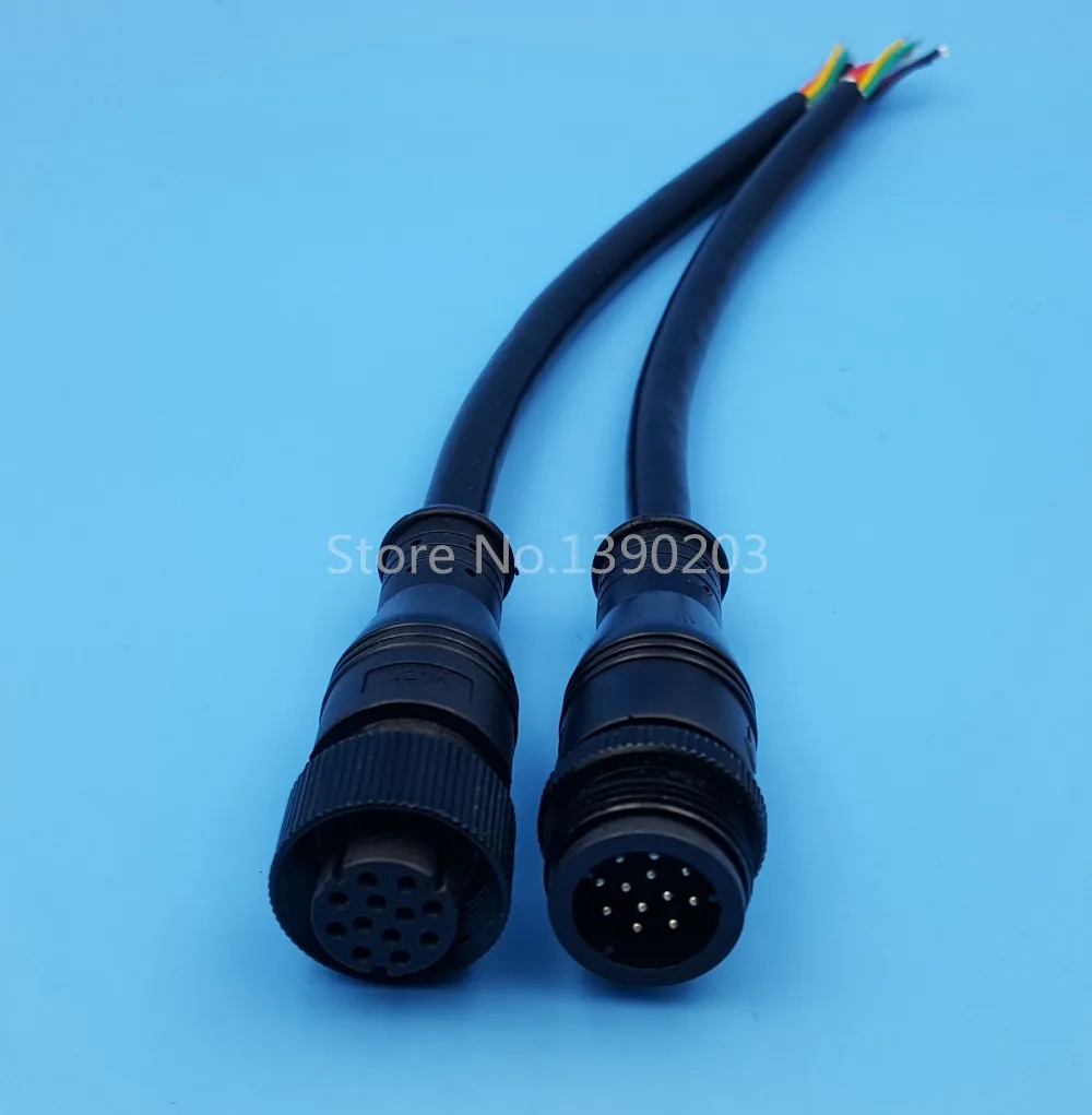 2 пары водонепроницаемый черный 12 контактный Кабель с разъемом для кабеля IP68 24AWG 20