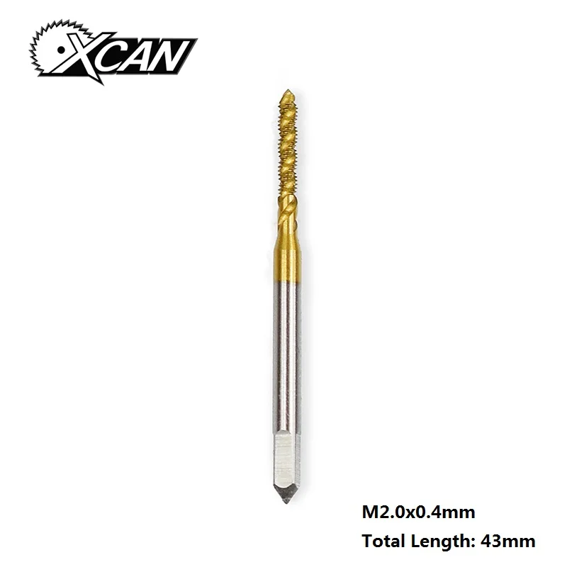 M2x0.4 Винтовой кран XCAN HSS из стали с титановым покрытием, спиральный метрический резьбовой кран M2/M2.5/M3/M3.5/M4/M5/M6, ручной кран TR - Цвет: M2x0.4