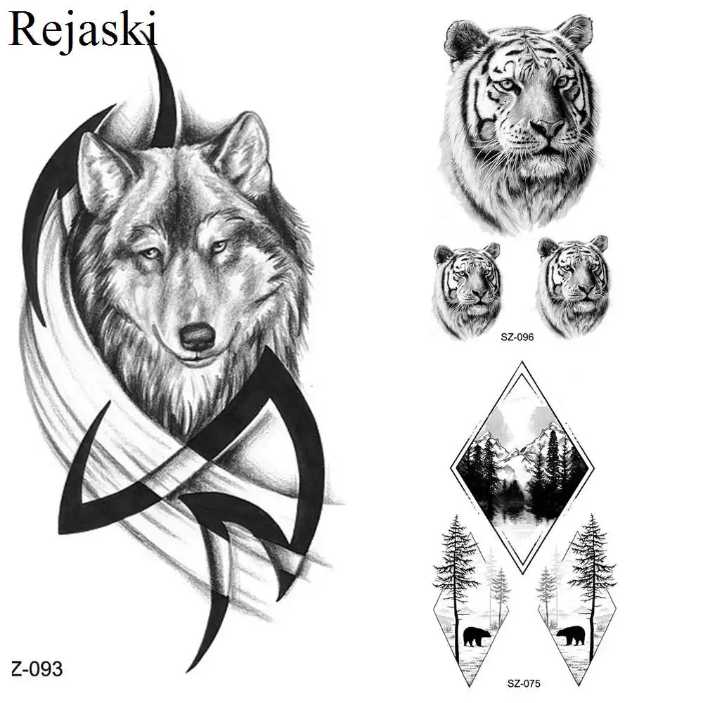 Rejaski черная крутая тотемная временная татуировка наклейки для женщин руки